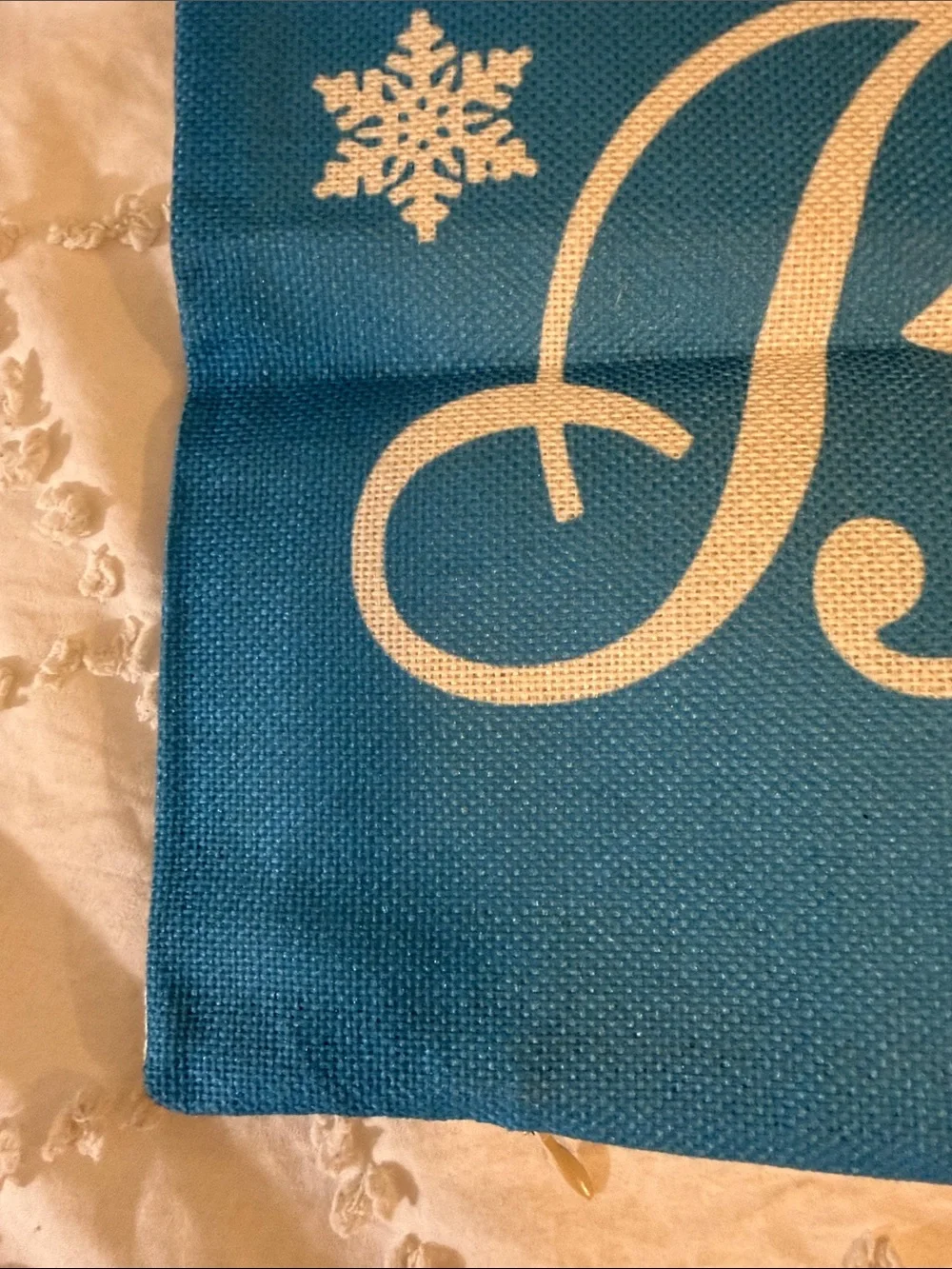 Believe Holiday Decorative Pillow Cover - Blue with White Script nwot